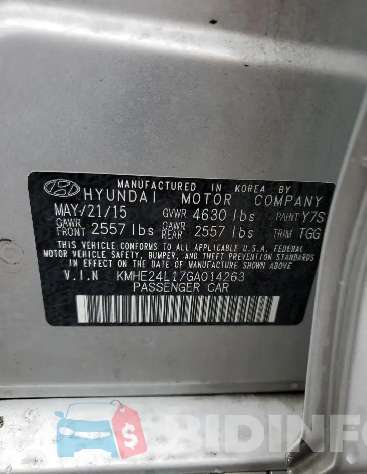 KMHE24L17GA014263 Photo# 13