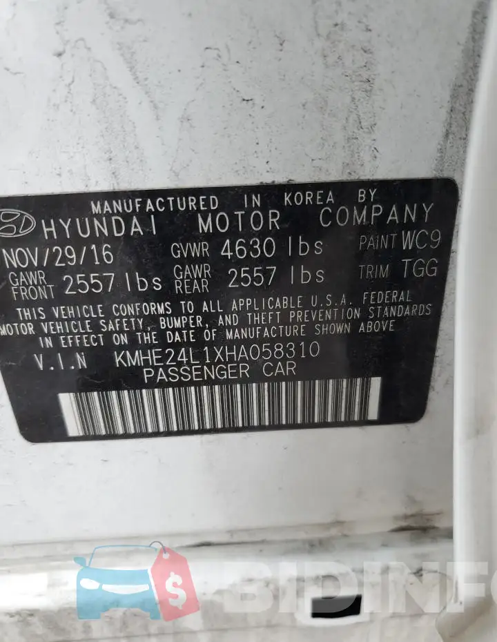 KMHE24L1XHA058310 Photo# 13