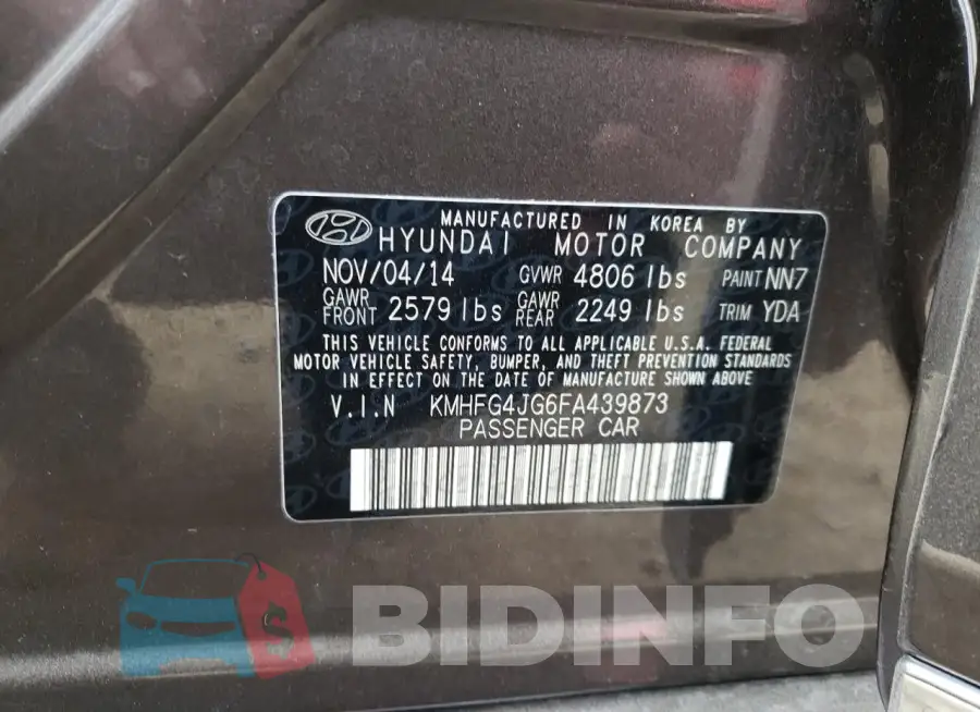KMHFG4JG6FA439873 Photo# 12
