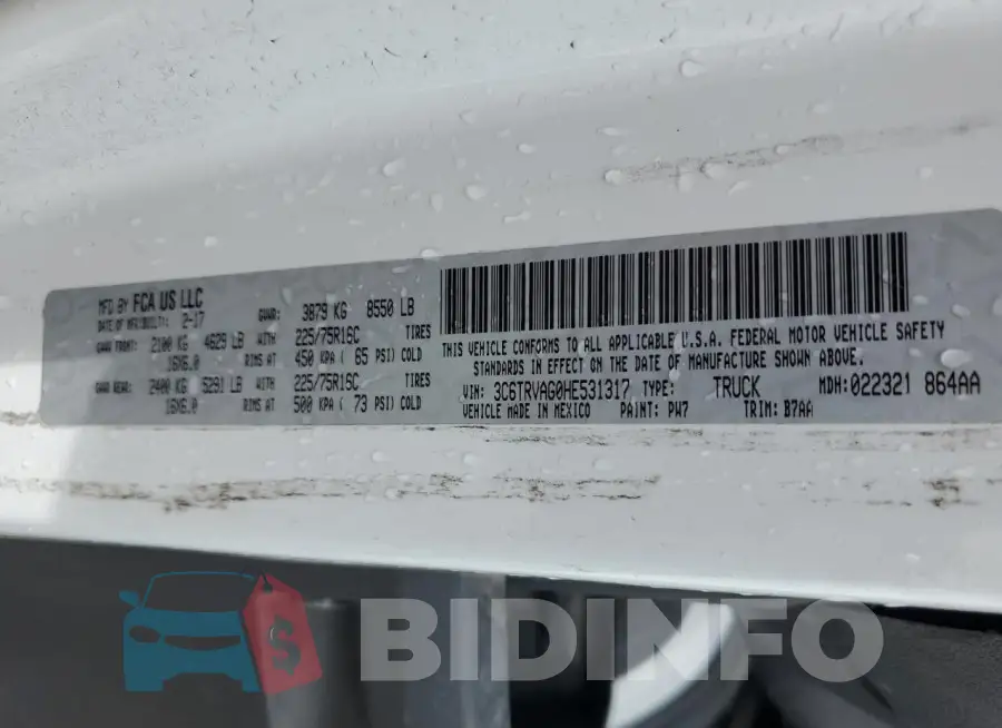 3C6TRVAG0HE531317 Photo# 13