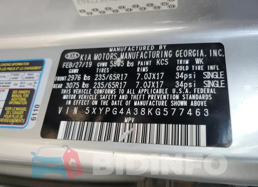 5XYPG4A38KG577463 Photo# 14