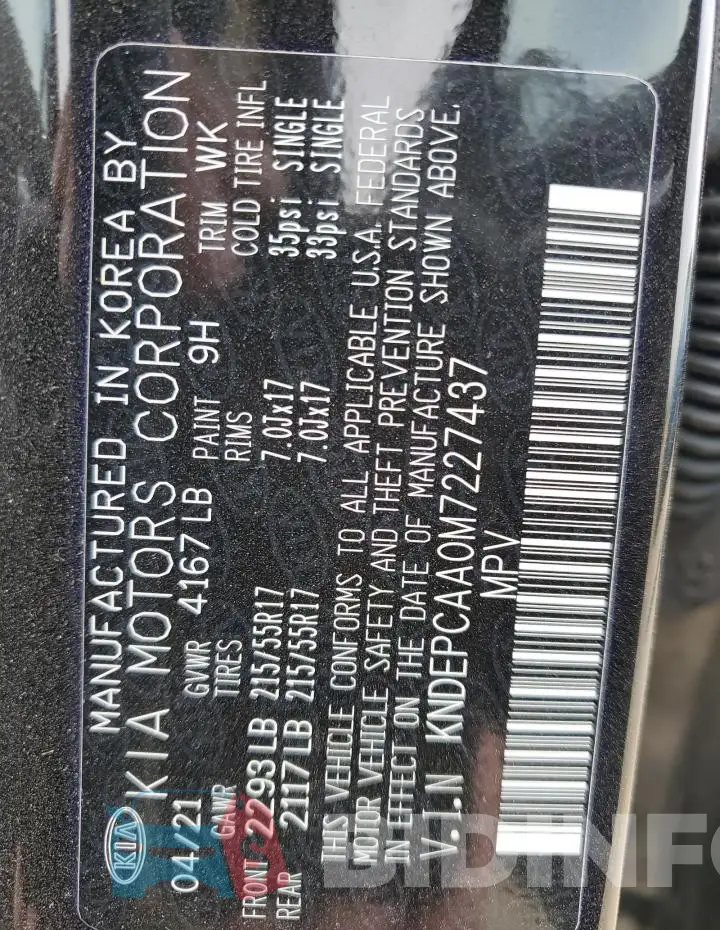 KNDEPCAA0M7227437 Photo# 12