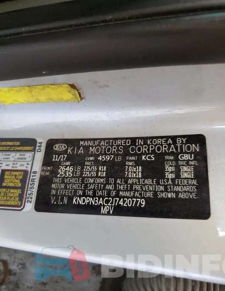 KNDPN3AC2J7420779 Photo# 12