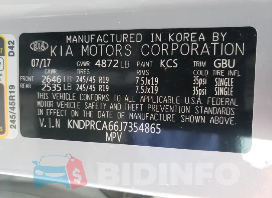 KNDPRCA66J7354865 Photo# 13