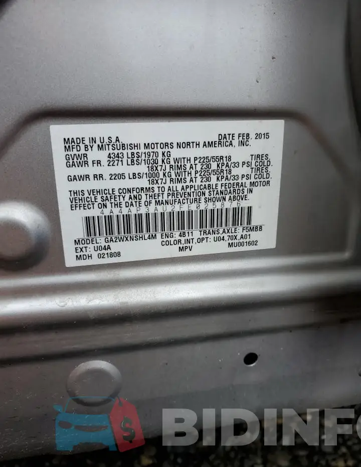 4A4AP3AU2FE025876 Photo# 13