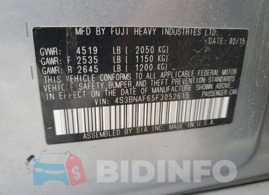 4S3BNAF65F3052615 Photo# 13