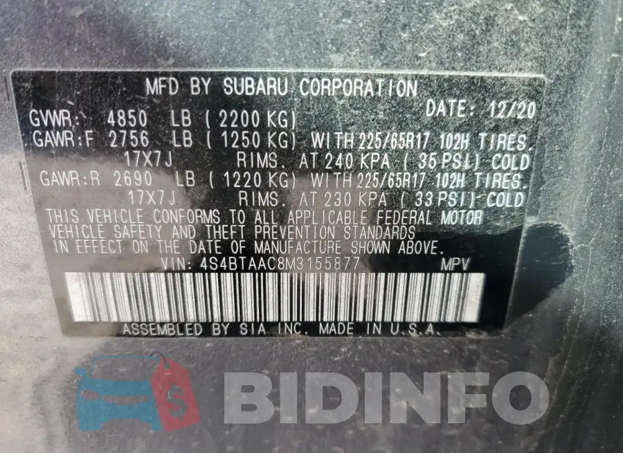 4S4BTAAC8M3155877 Photo# 14