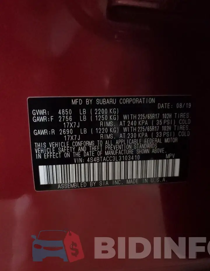 4S4BTACC3L3103410 Photo# 13