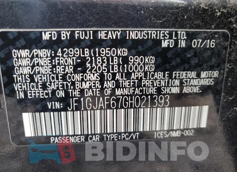 JF1GJAF67GH021393 Photo# 12
