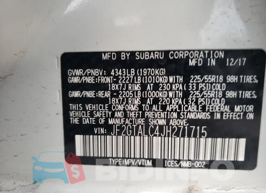 JF2GTALC4JH271715 Photo# 12