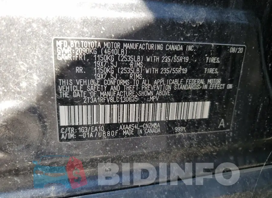 2T3A1RFV8LC130635 Photo# 14