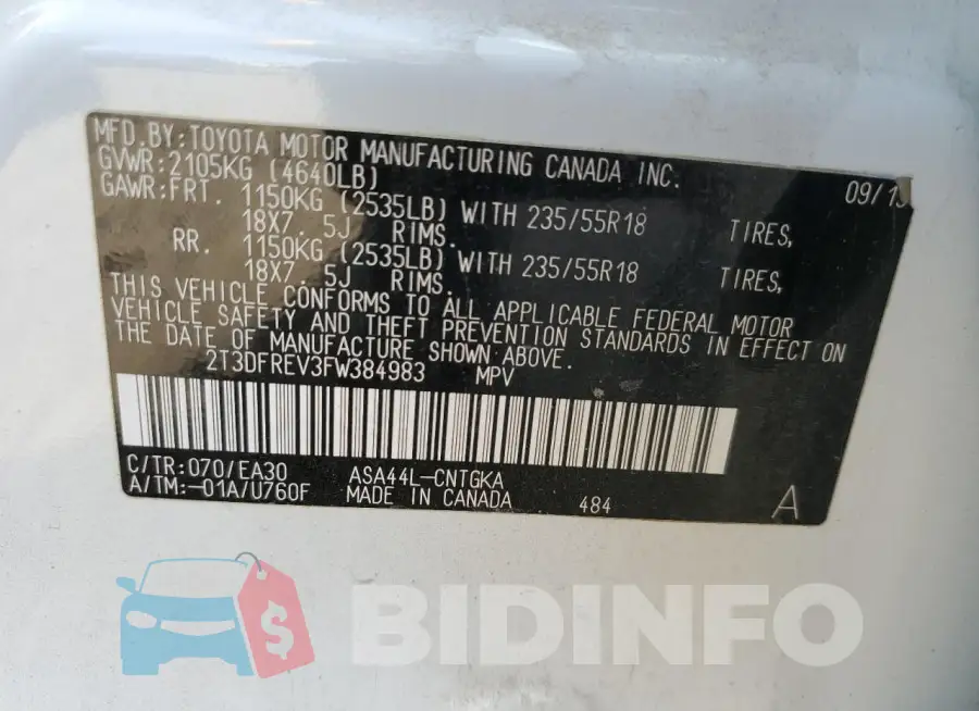 2T3DFREV3FW384983 Photo# 12
