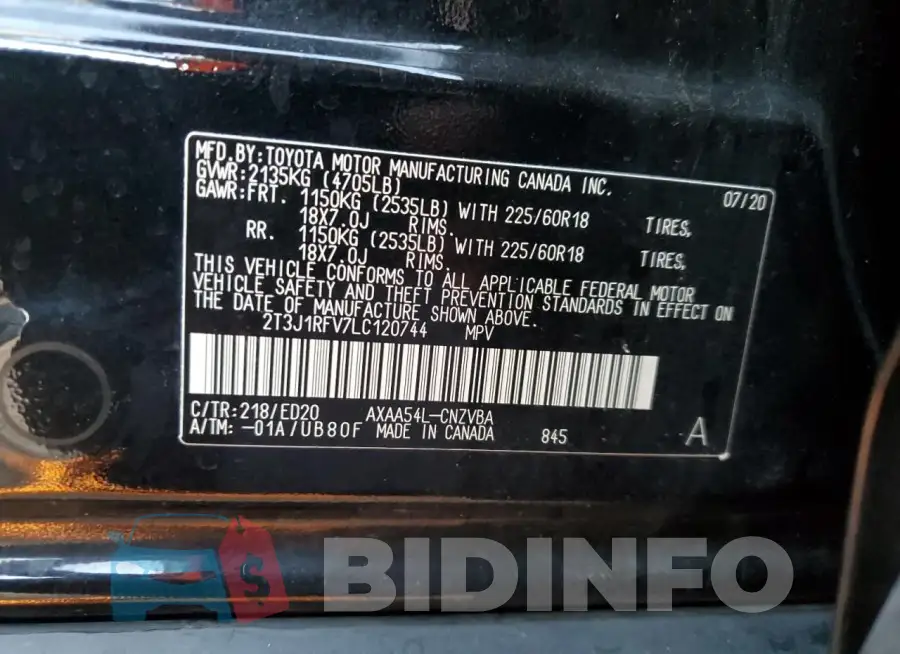 2T3J1RFV7LC120744 Photo# 13