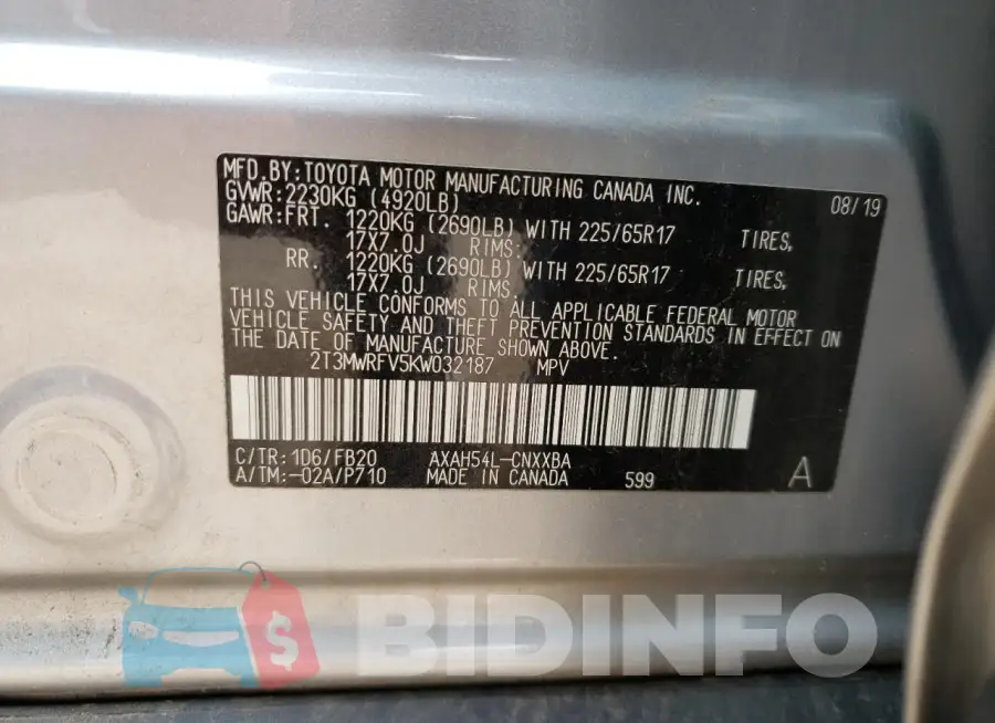 2T3MWRFV5KW032187 Photo# 13