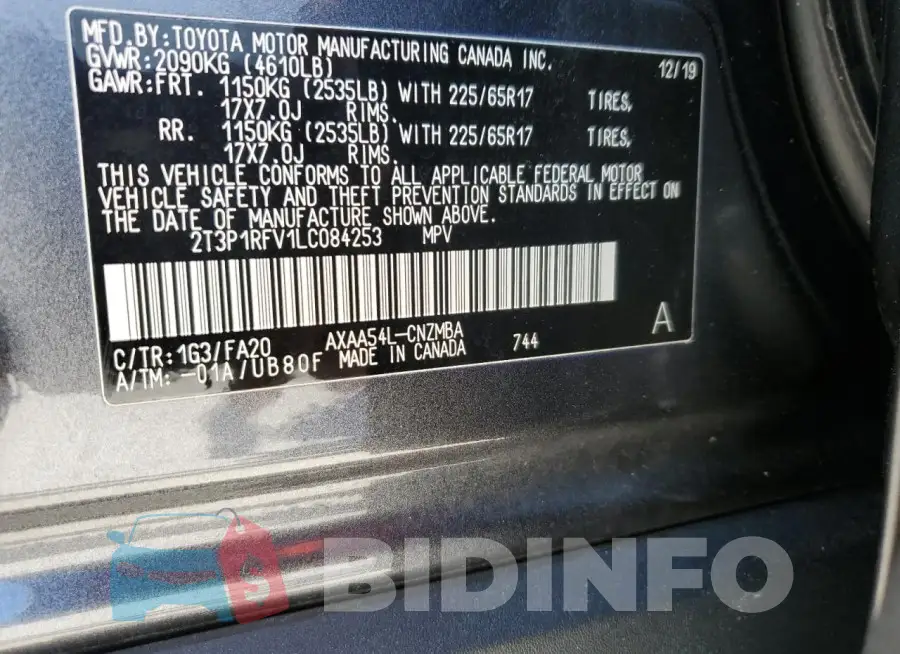 2T3P1RFV1LC084253 Photo# 14