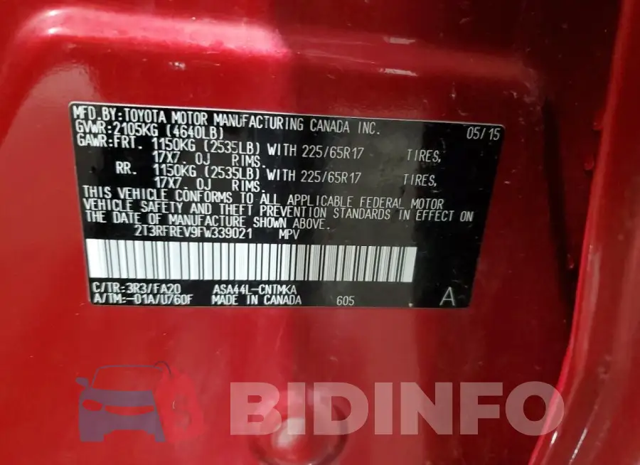 2T3RFREV9FW339021 Photo# 13