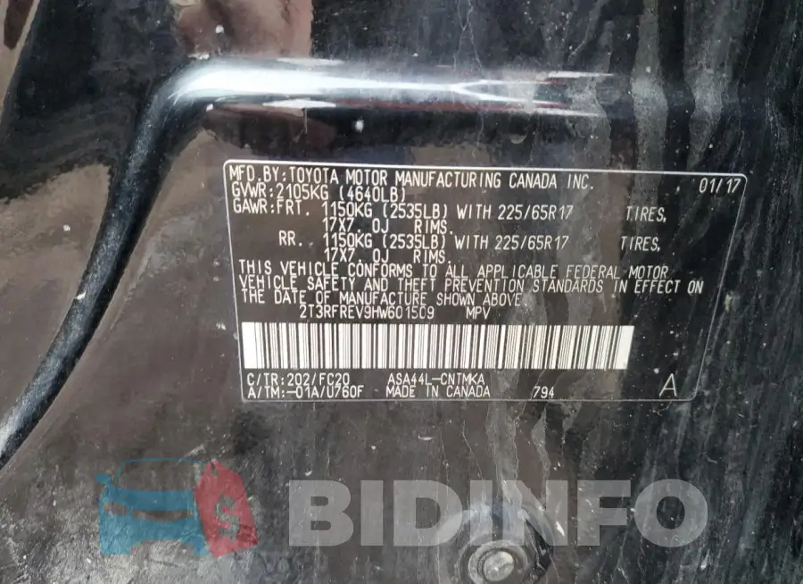 2T3RFREV9HW601509 Photo# 12