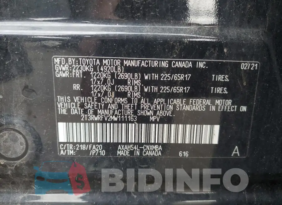 2T3RWRFV2MW111163 Photo# 13