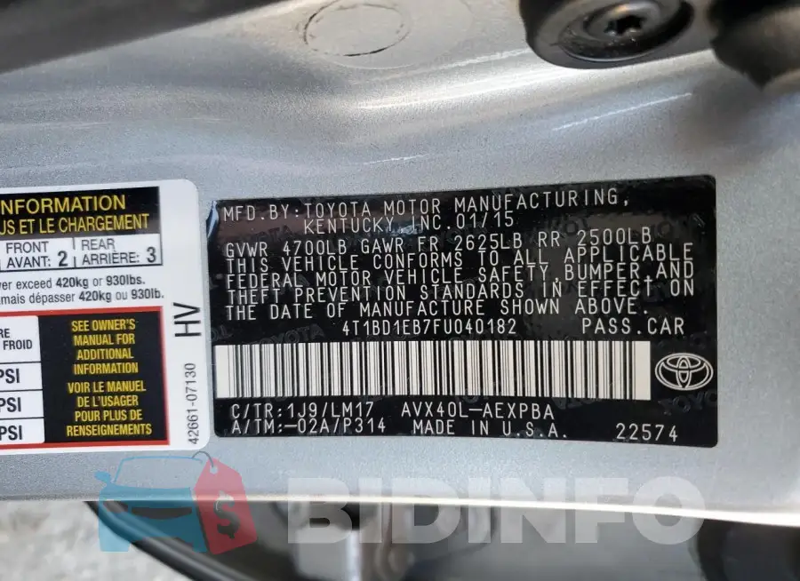4T1BD1EB7FU040182 Photo# 12