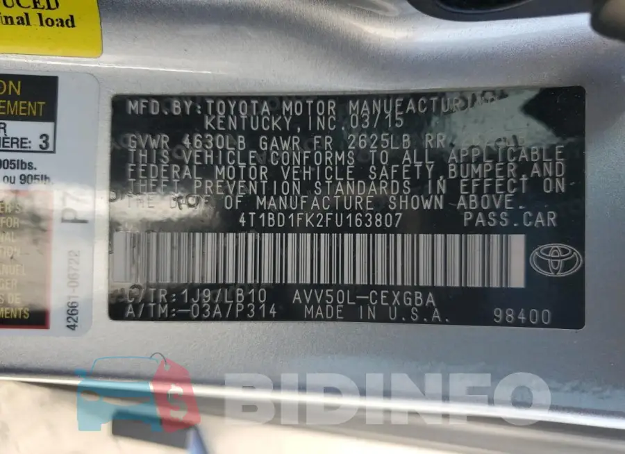 4T1BD1FK2FU163807 Photo# 12