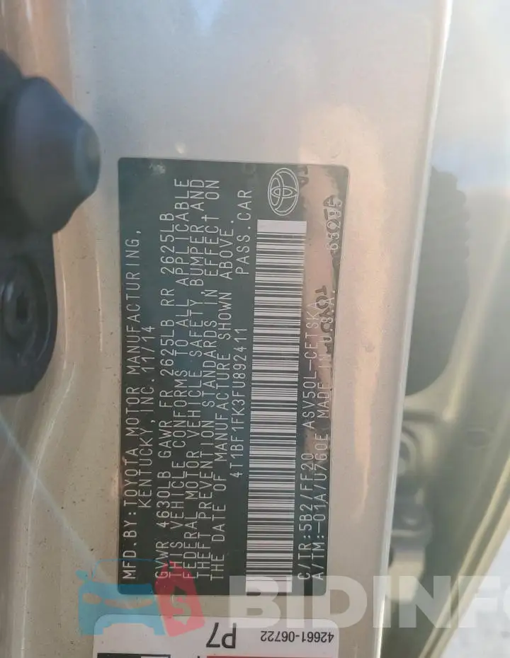 4T1BF1FK3FU892411 Photo# 12