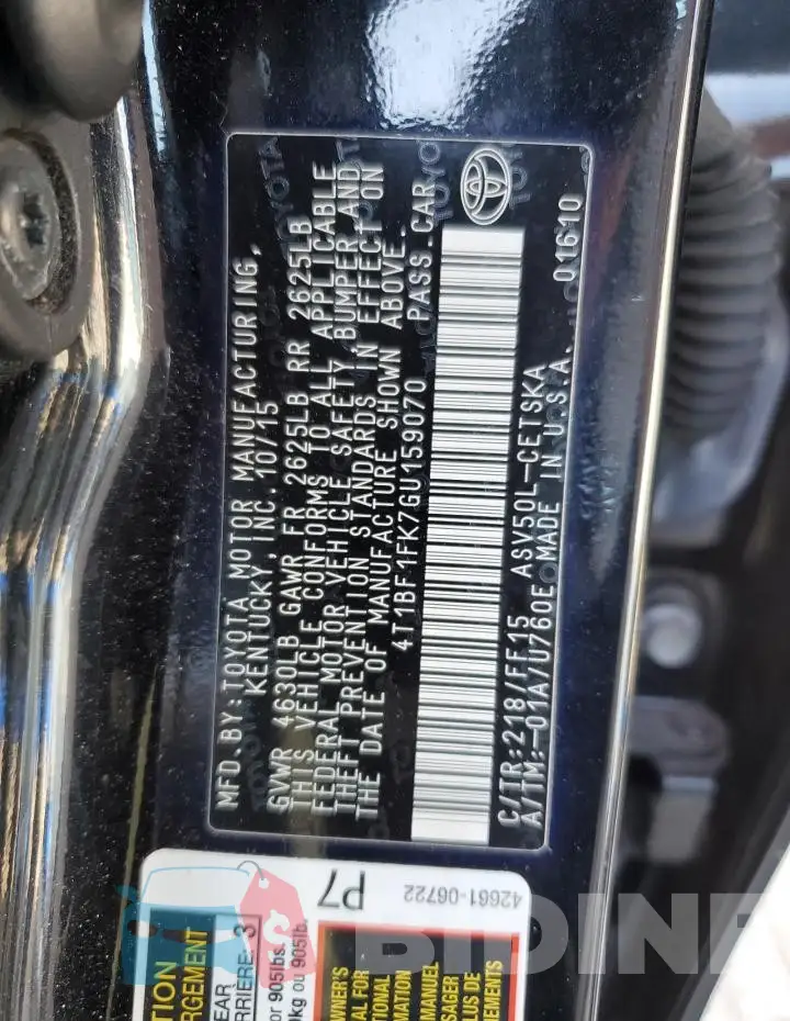 4T1BF1FK7GU159070 Photo# 12