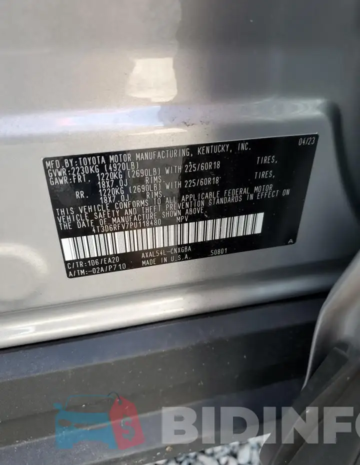 4T3D6RFV7PU118480 Photo# 13