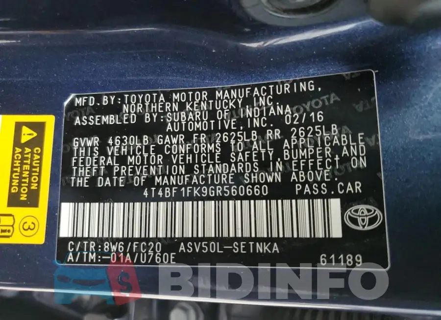 4T4BF1FK9GR560660 Photo# 13