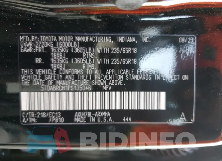 5TDABRCH1PS135046 Photo# 14