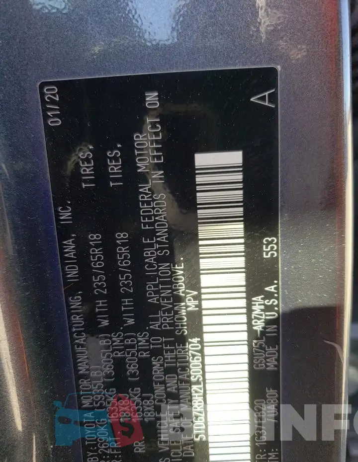 5TDGZRBH2LS006704 Photo# 12