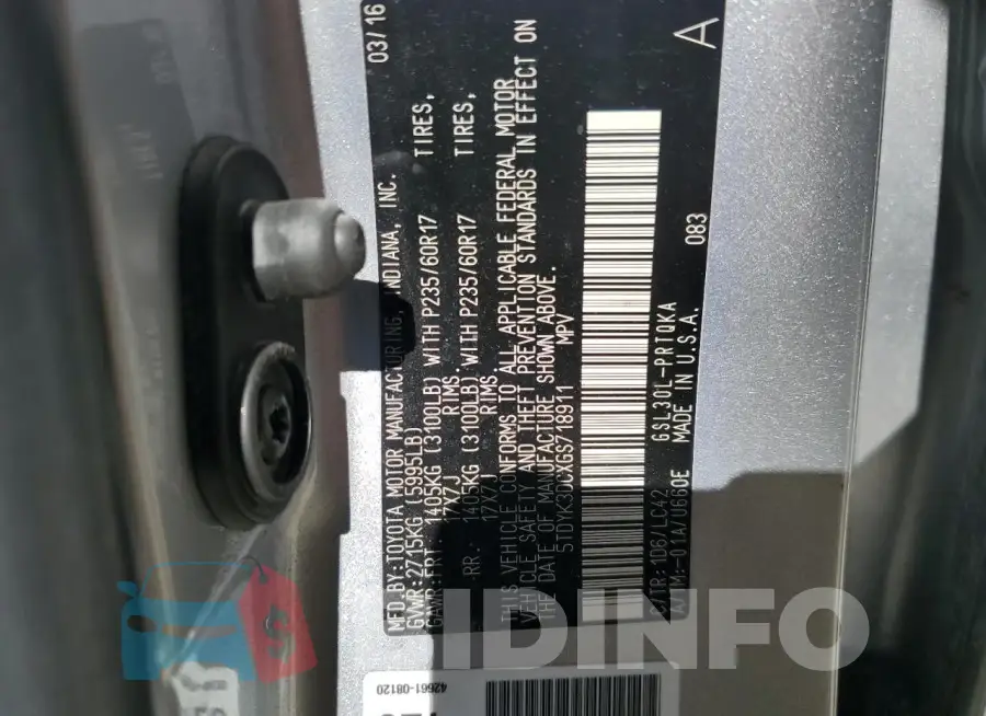 5TDYK3DCXGS718911 Photo# 14