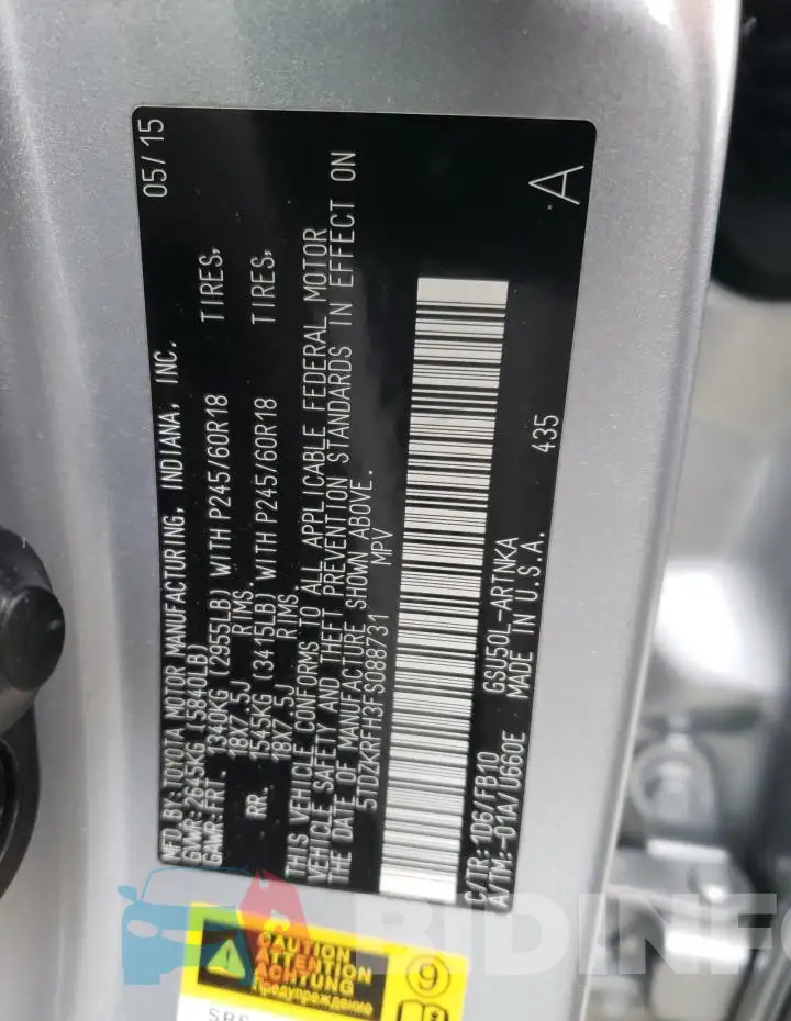 5TDZKRFH3FS088731 Photo# 13