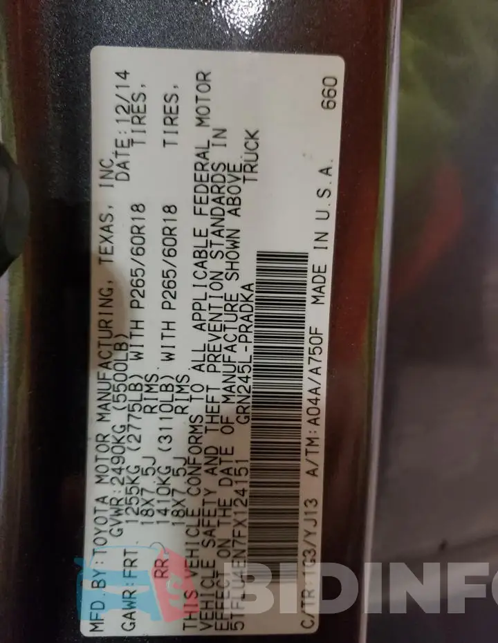5TFLU4EN7FX124151 Photo# 12