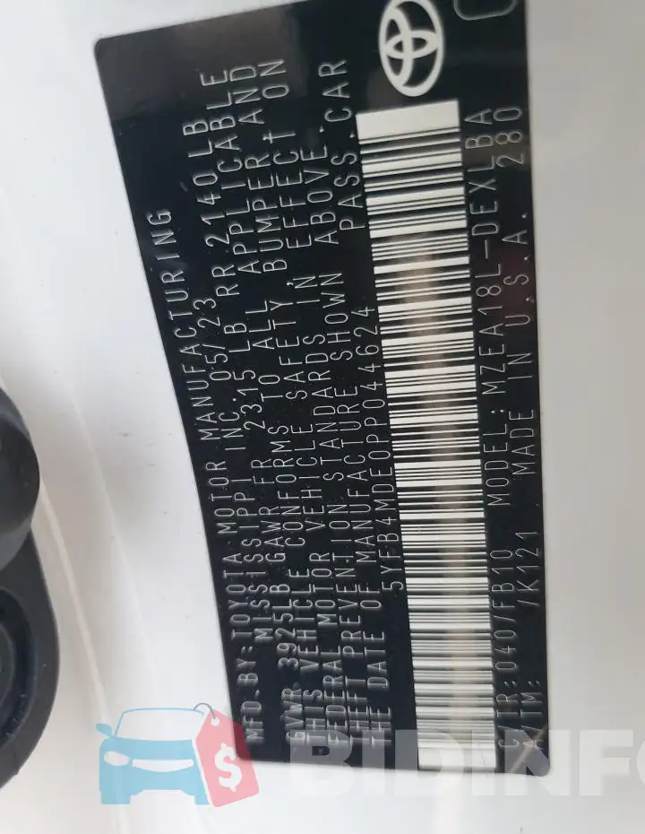 5YFB4MDE0PP044624 Photo# 12