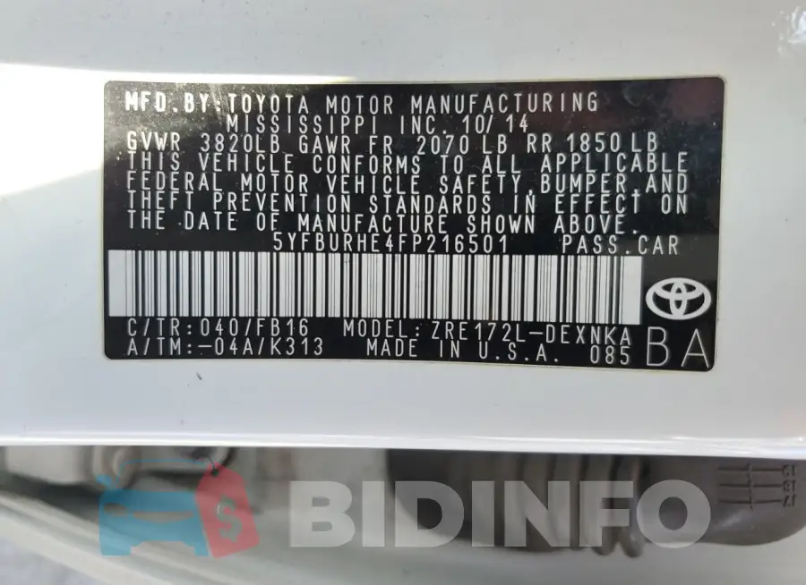 5YFBURHE4FP216501 Photo# 12
