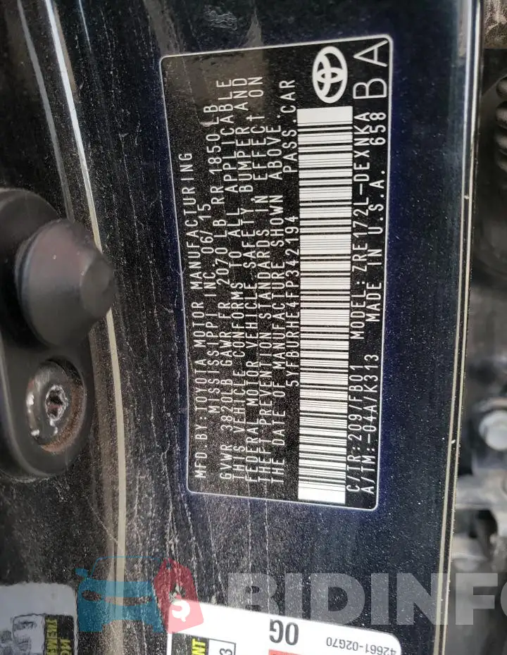 5YFBURHE4FP342194 Photo# 12