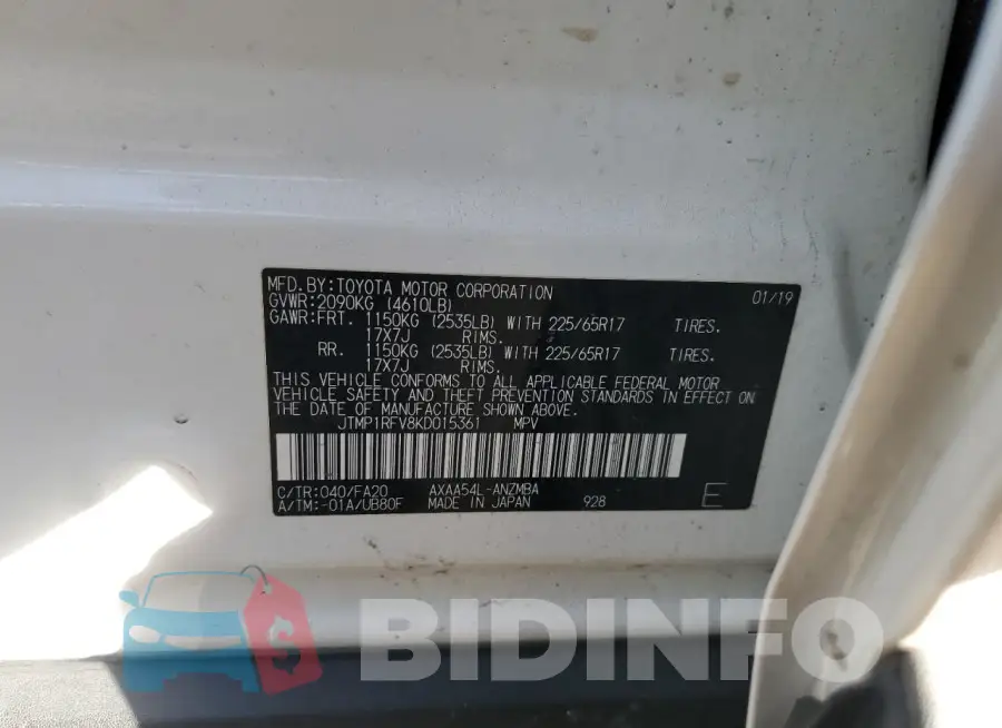 JTMP1RFV8KD015361 Photo# 13