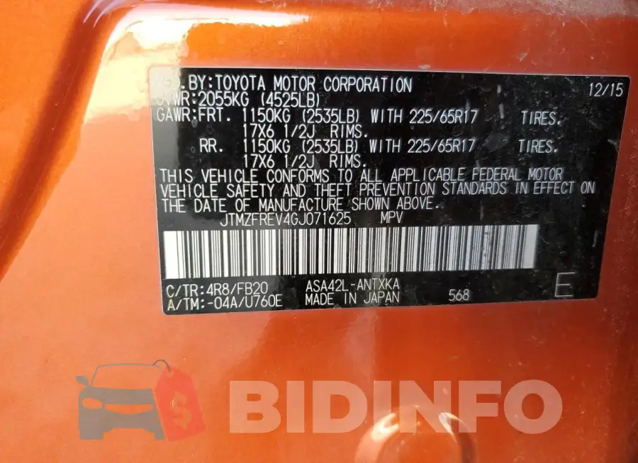 JTMZFREV4GJ071625 Photo# 12