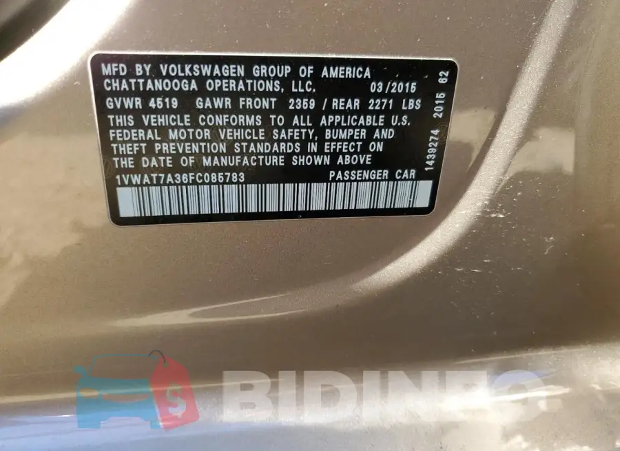1VWAT7A36FC085783 Photo# 12