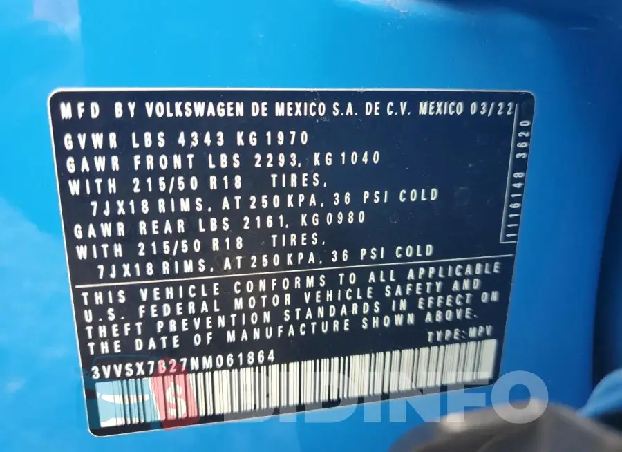 3VVSX7B27NM061864 Photo# 12