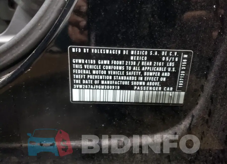 3VW267AJ9GM380919 Photo# 13