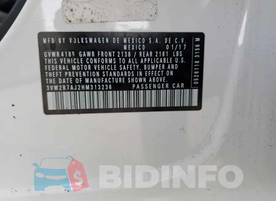 3VW2B7AJ2HM313236 Photo# 13