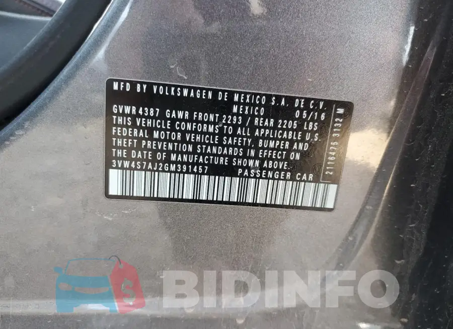 3VW4S7AJ2GM391457 Photo# 12