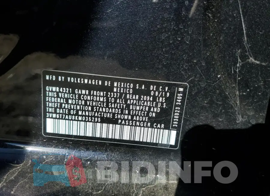3VW6T7AU8KM035295 Photo# 12