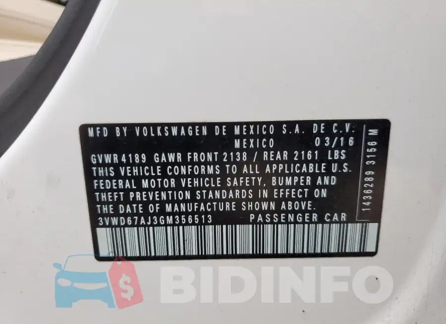 3VWD67AJ3GM356513 Photo# 12