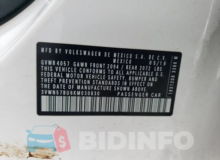 3VWN57BU6KM030830 Photo# 12