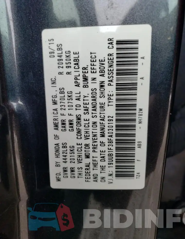 19UUB1F38FA030192 Photo# 12