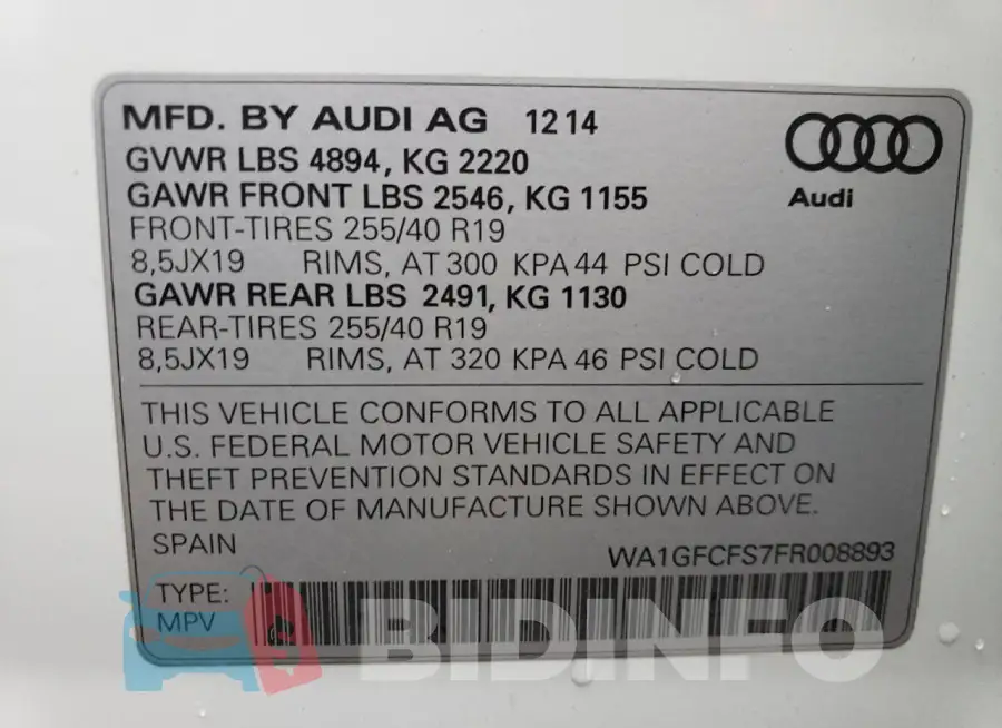 WA1GFCFS7FR008893 Photo# 12