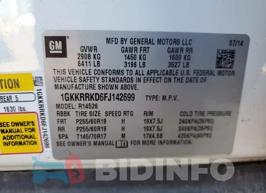 1GKKRRKD6FJ142699 Photo# 12