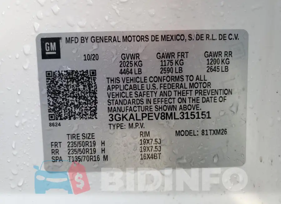 3GKALPEV8ML315151 Photo# 13